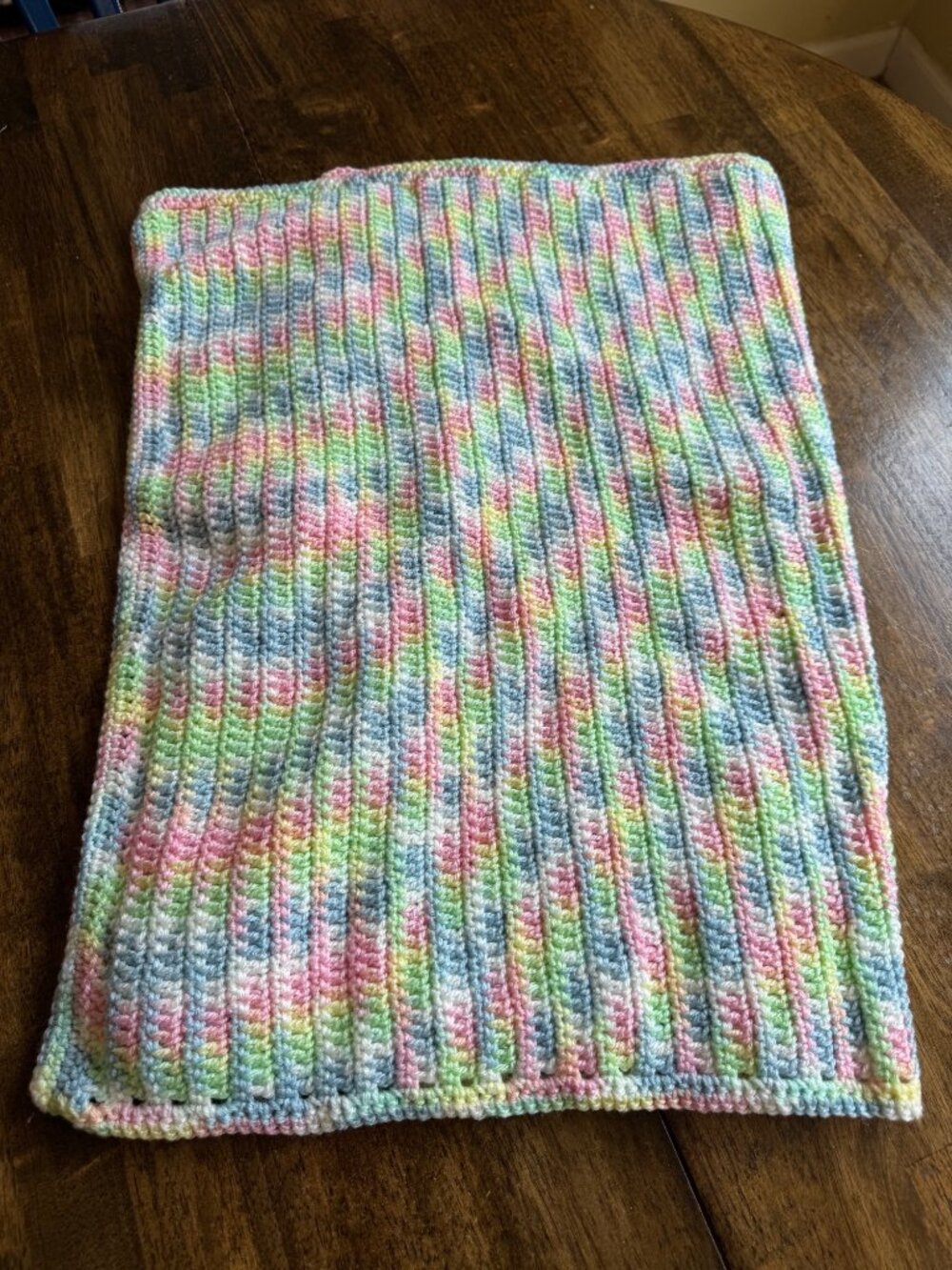 Handmade Crochet Baby Cardigan Sweater & Blanket Set Multicolor Pastel Looped Kn - Picture 10 of 10